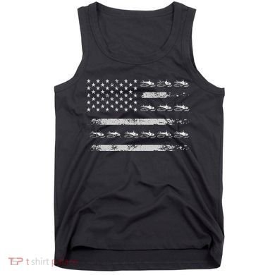 Snowmobile Sledding Winter Snow US Flag Snowmobiling Tank Top