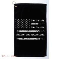 Snowmobile Sledding Winter Snow US Flag Snowmobiling Golf Towel thumb 0