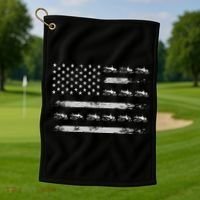 Snowmobile Sledding Winter Snow US Flag Snowmobiling Golf Towel thumb 1