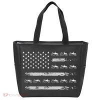 Snowmobile Sledding Winter Snow US Flag Snowmobiling Tote Bag thumb 0