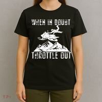 Snowmobile Sled When In Doubt Throttle Out Winter Sports T-Shirt thumb 4