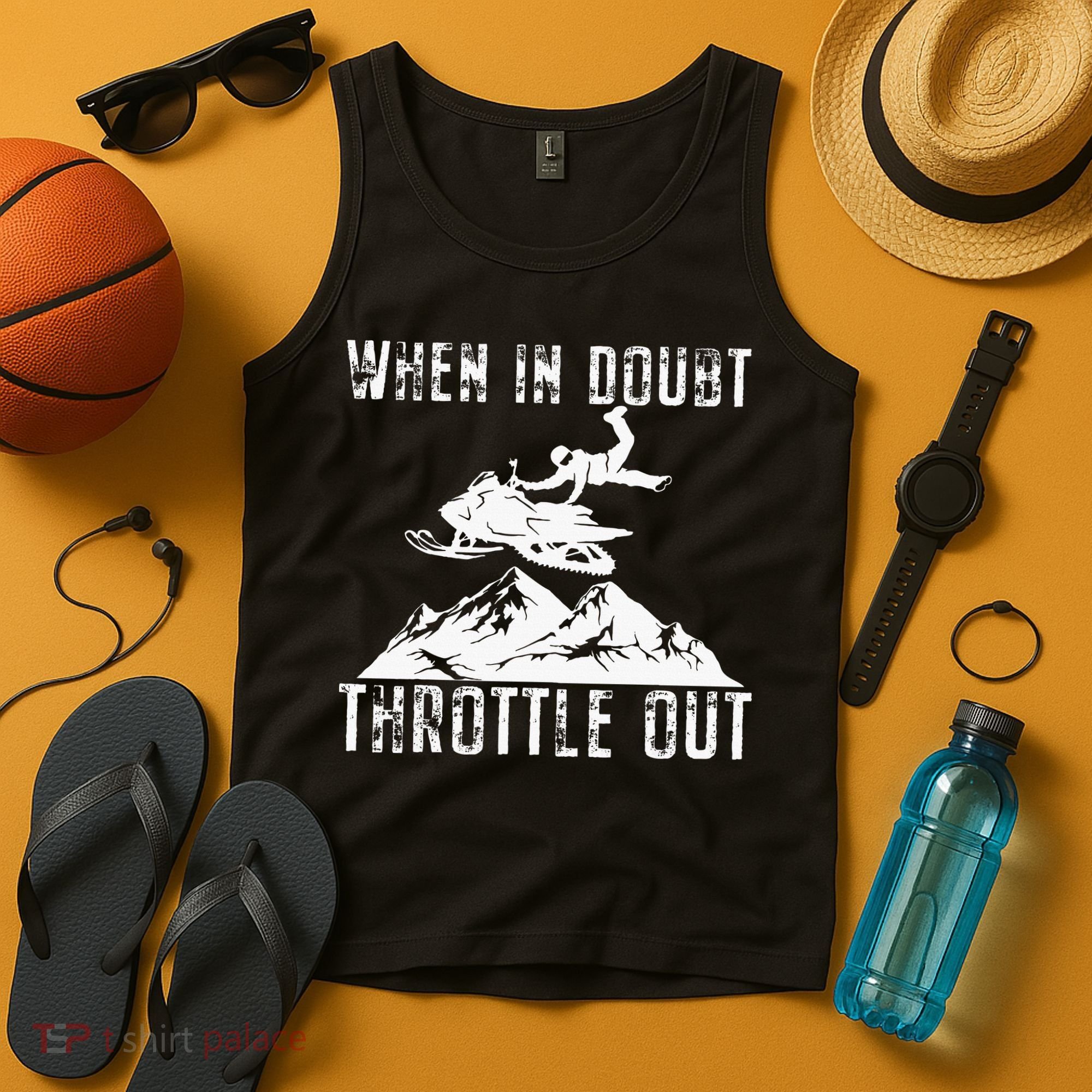 Snowmobile Sled When In Doubt Throttle Out Winter Sports Tank Top