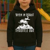 Snowmobile Sled When In Doubt Throttle Out Winter Sports Kids Hoodie thumb 3