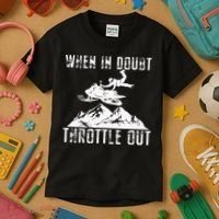 Snowmobile Sled When In Doubt Throttle Out Winter Sports Kids T-Shirt thumb 3