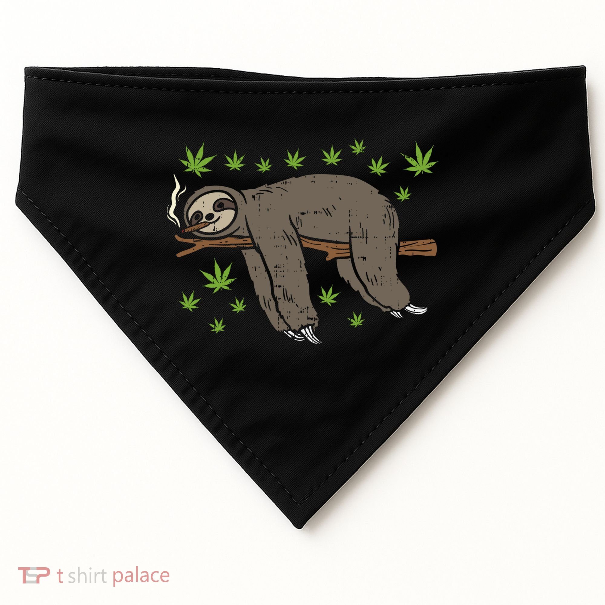 Sloth Smoking Weed Cannabis 420 Thc Marijuana Stoner Gift USA-Made Doggie Bandana