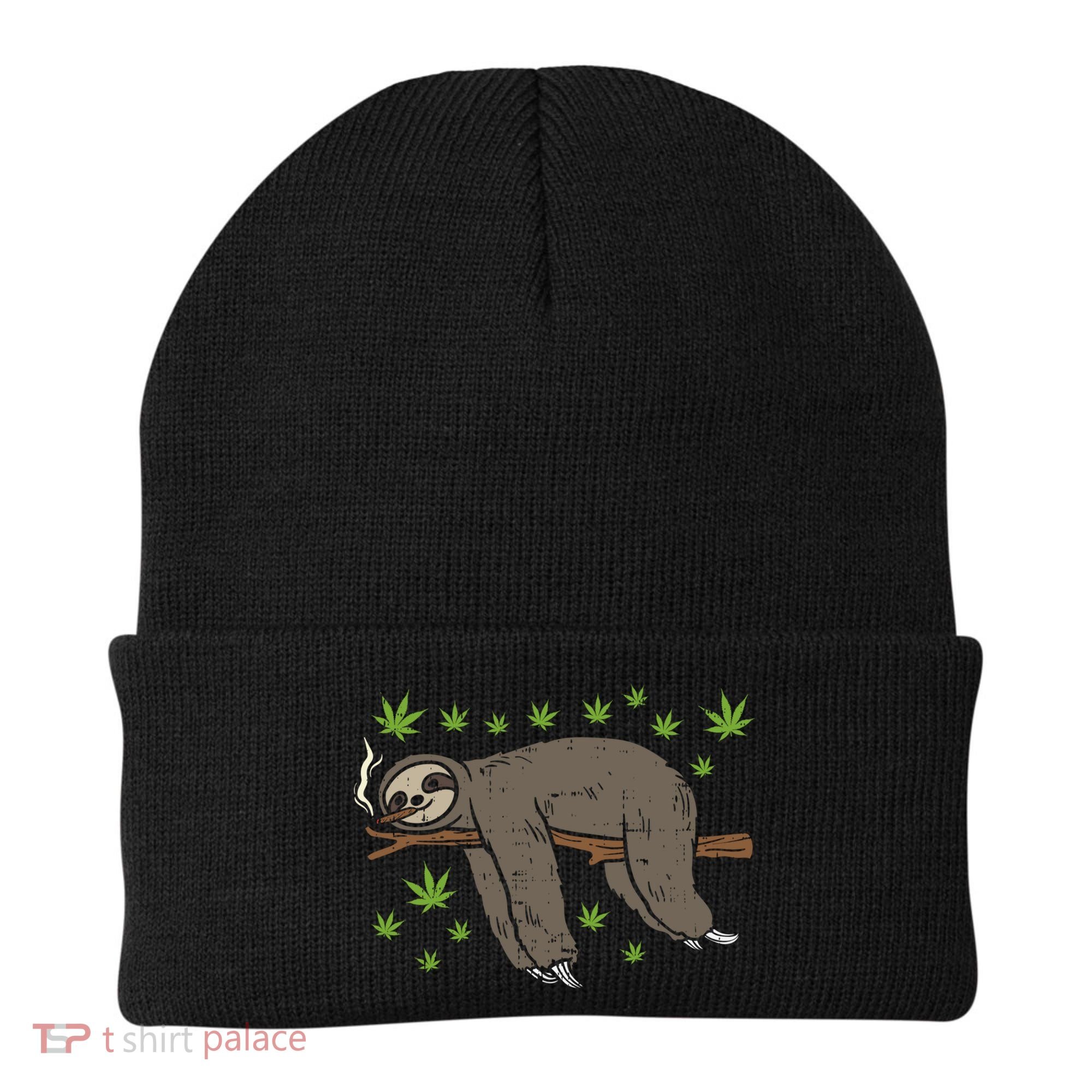 Sloth Smoking Weed Cannabis 420 Thc Marijuana Stoner Gift Beanie