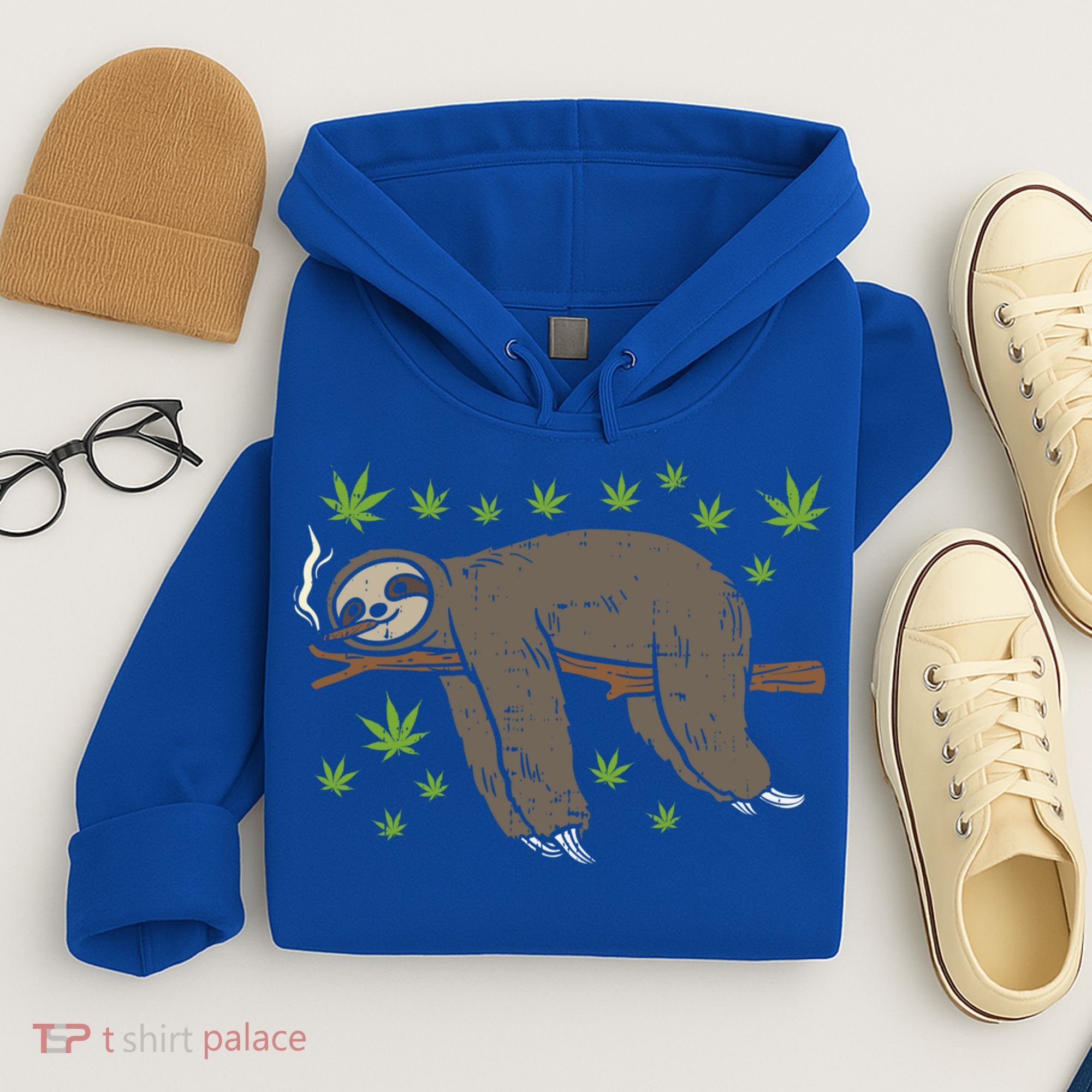 Sloth Smoking Weed Cannabis 420 Thc Marijuana Stoner Gift Hoodie