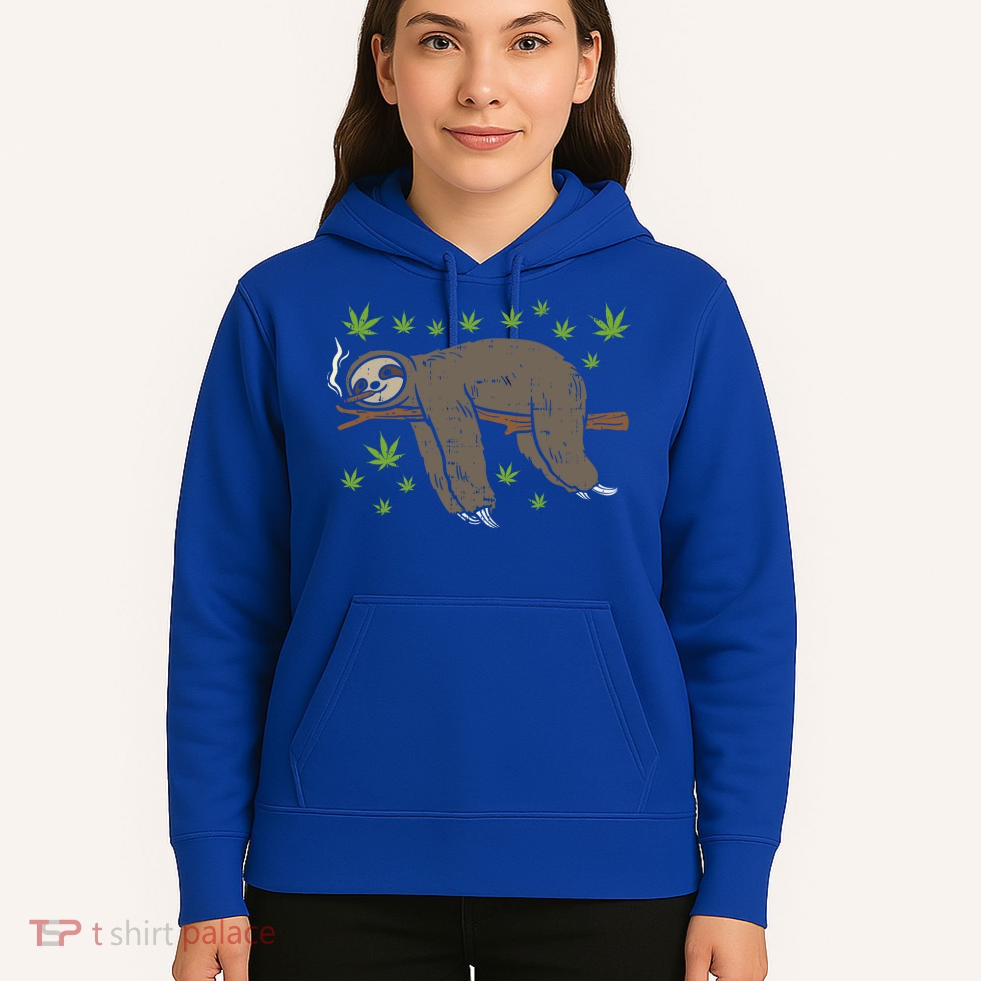 Sloth Smoking Weed Cannabis 420 Thc Marijuana Stoner Gift Hoodie