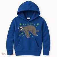 Sloth Smoking Weed Cannabis 420 Thc Marijuana Stoner Gift Kids Hoodie thumb 0