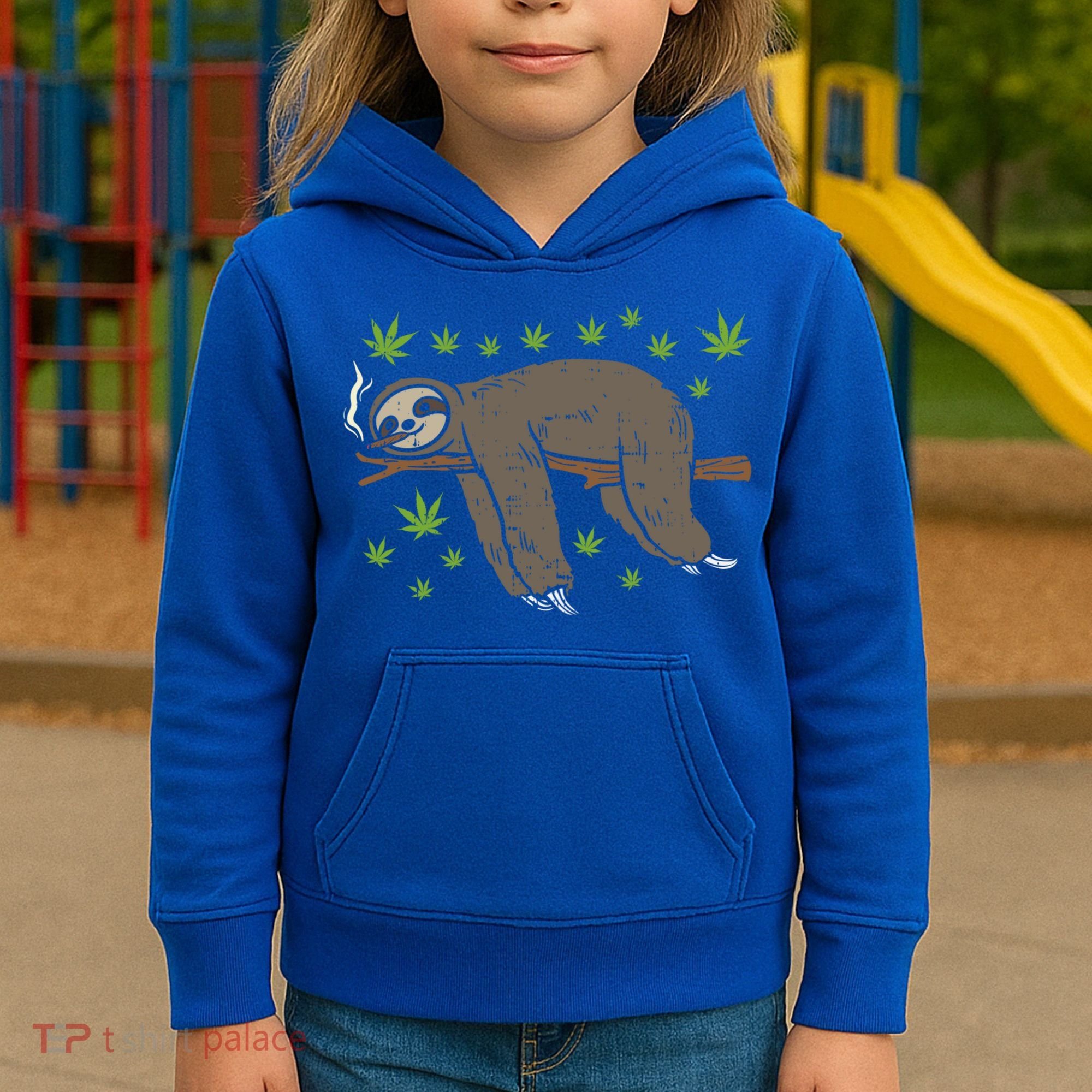 Sloth Smoking Weed Cannabis 420 Thc Marijuana Stoner Gift Kids Hoodie