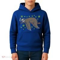 Sloth Smoking Weed Cannabis 420 Thc Marijuana Stoner Gift Kids Hoodie thumb 4