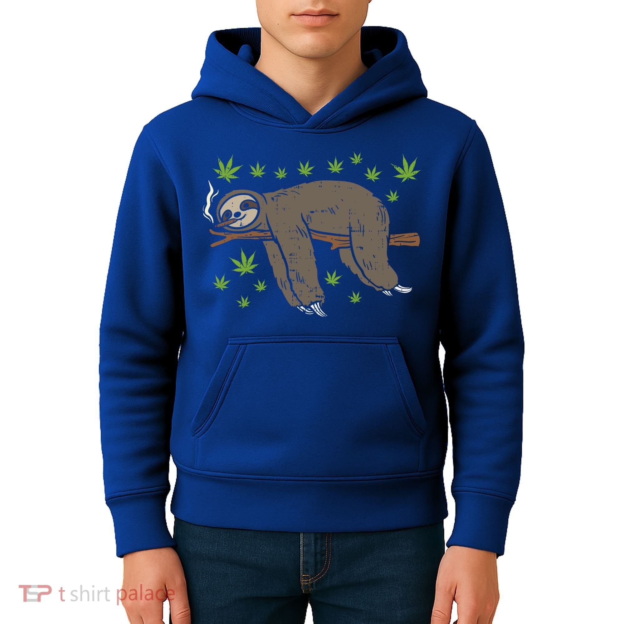 Sloth Smoking Weed Cannabis 420 Thc Marijuana Stoner Gift Kids Hoodie