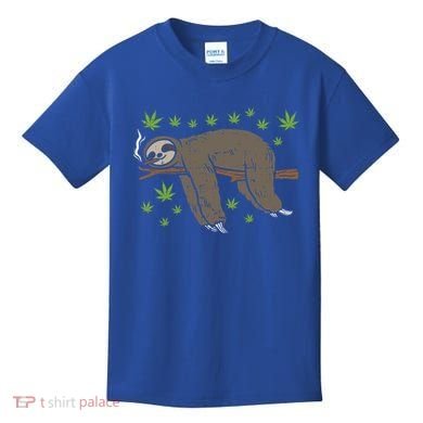 Sloth Smoking Weed Cannabis 420 Thc Marijuana Stoner Gift Kids T-Shirt
