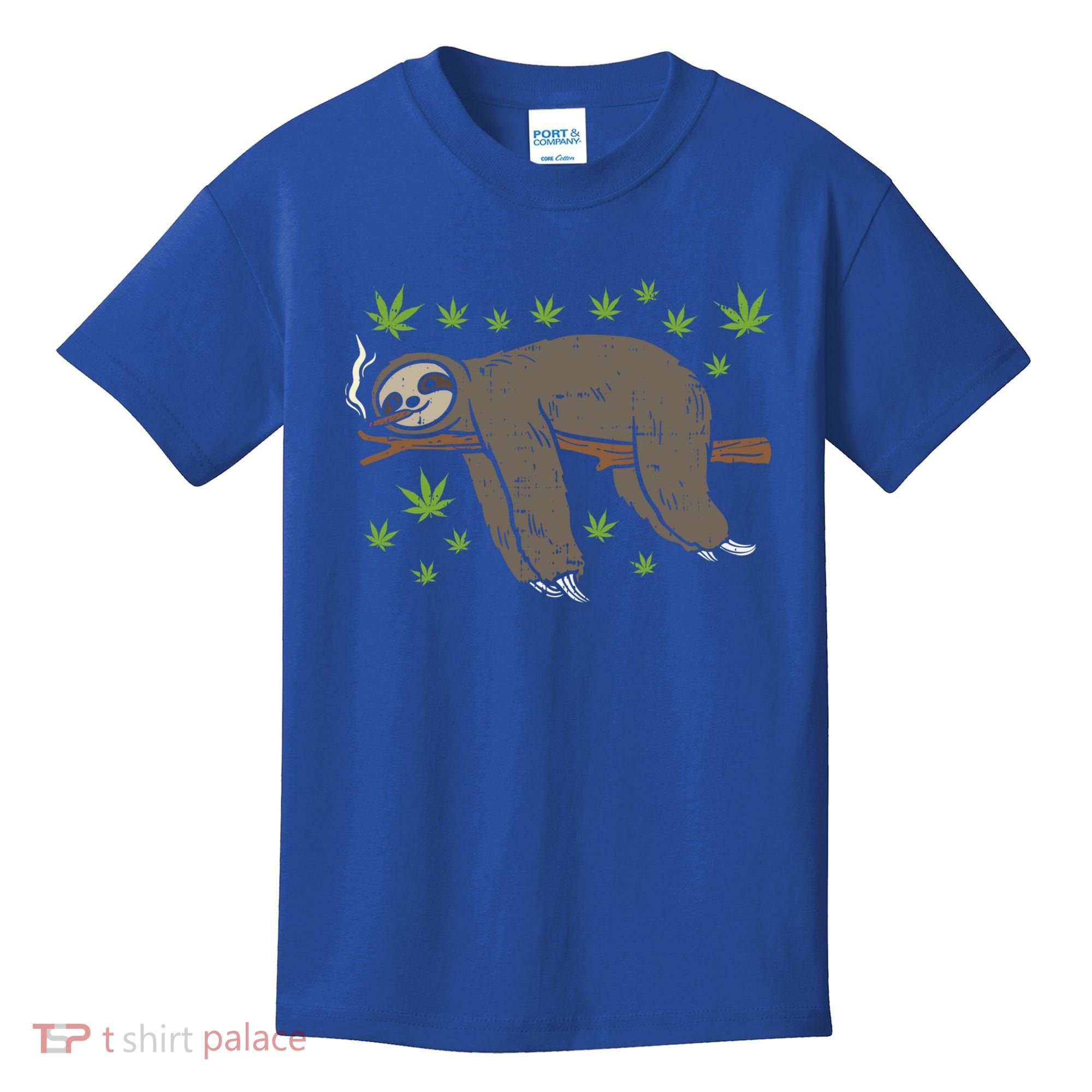 Sloth Smoking Weed Cannabis 420 Thc Marijuana Stoner Gift Kids T-Shirt