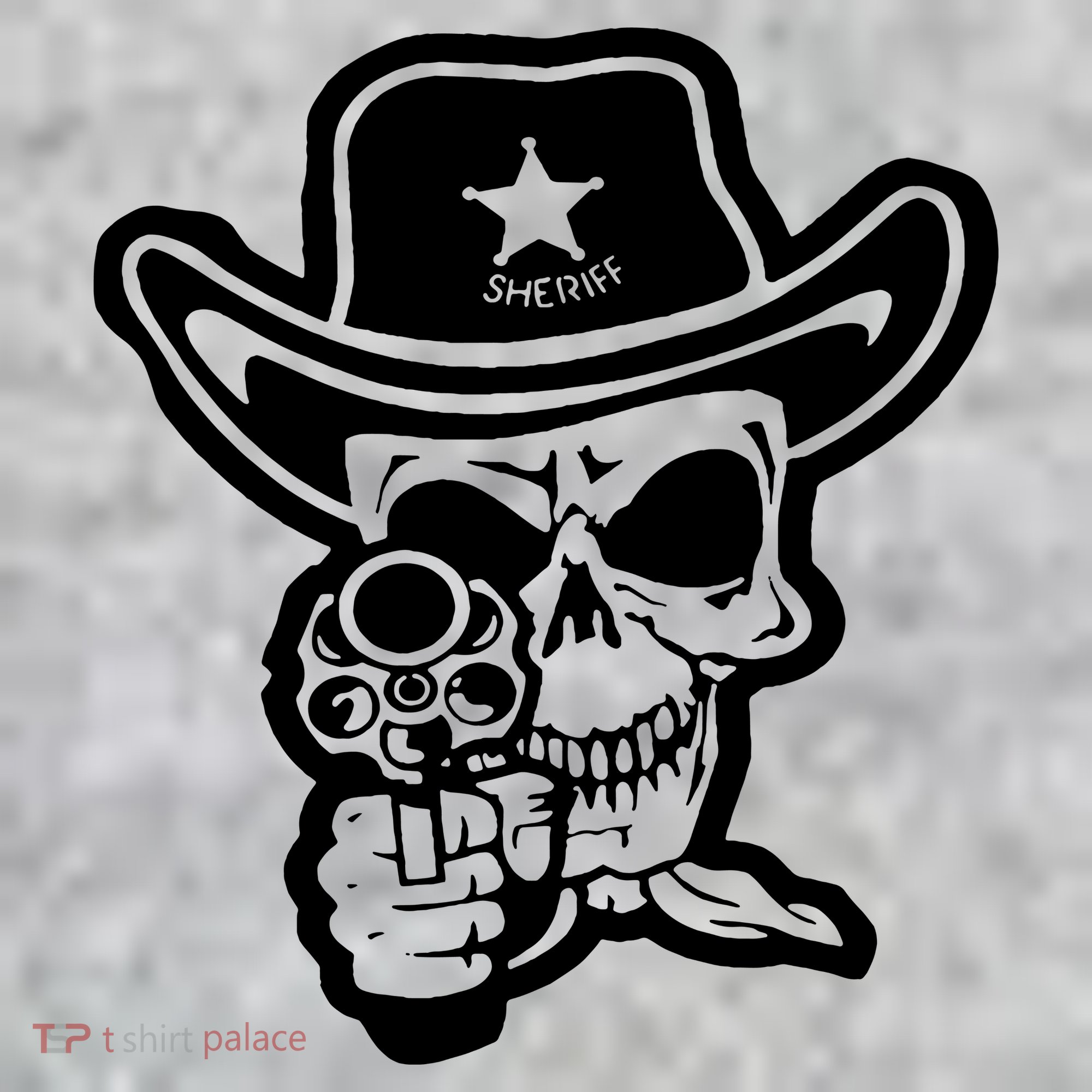 Sheriff Skull With Gun Long Sleeve Shirt