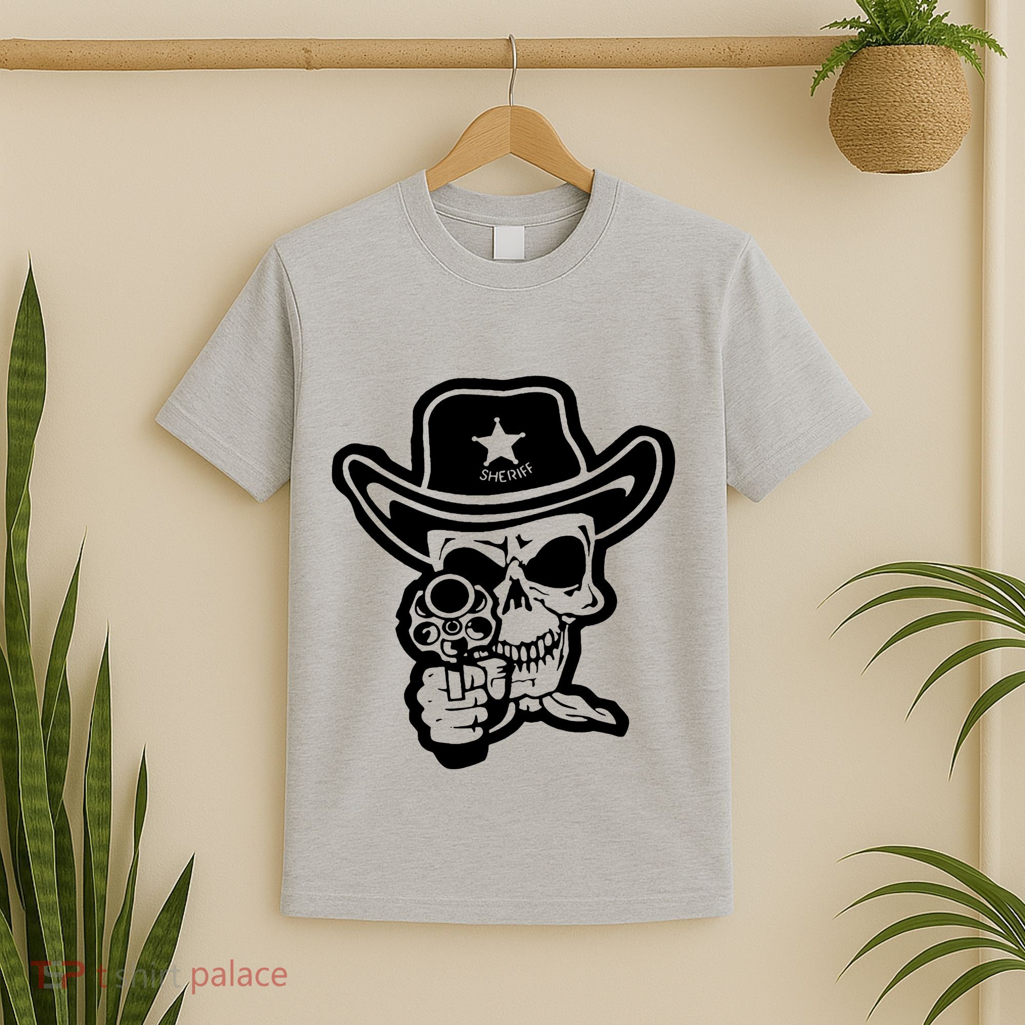 Sheriff Skull With Gun T-Shirt