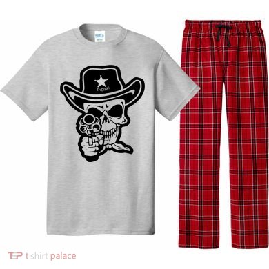 Sheriff Skull With Gun Pajama Set