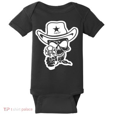 Sheriff Skull With Gun Baby Bodysuit