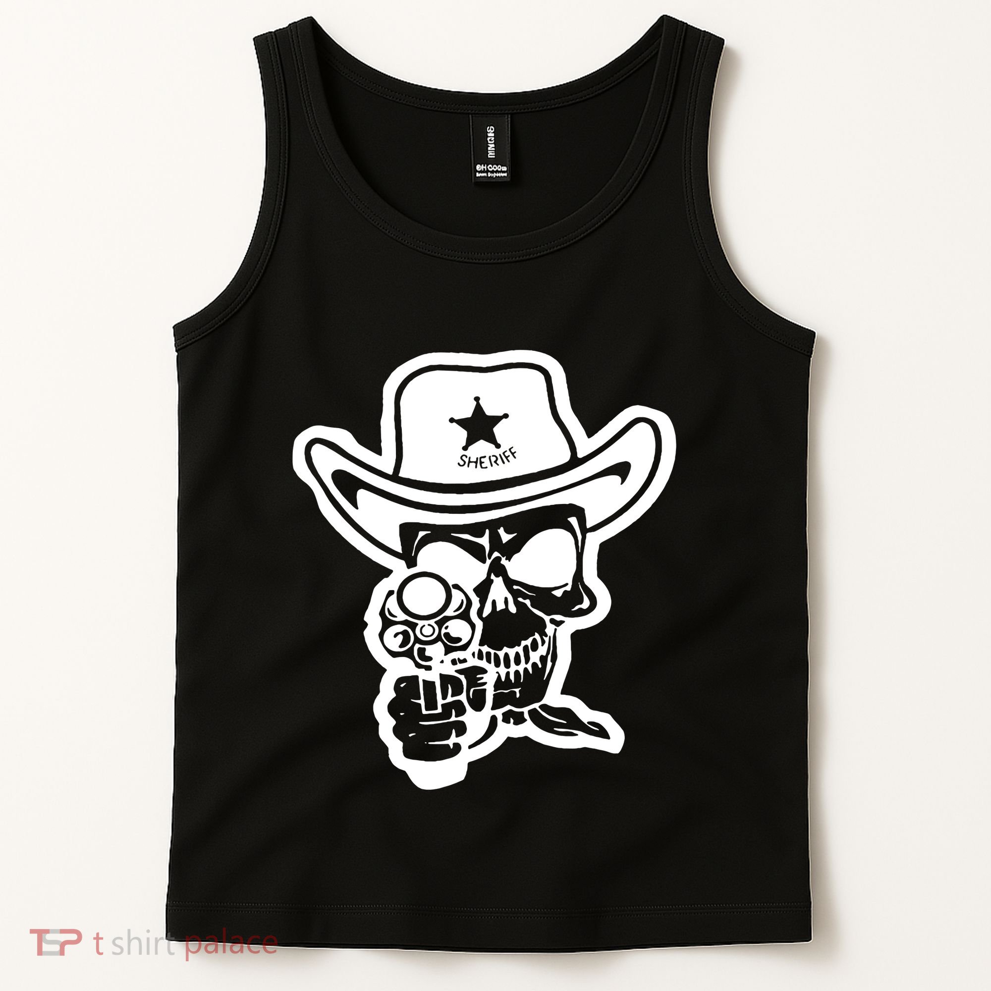 Sheriff Skull With Gun Tank Top