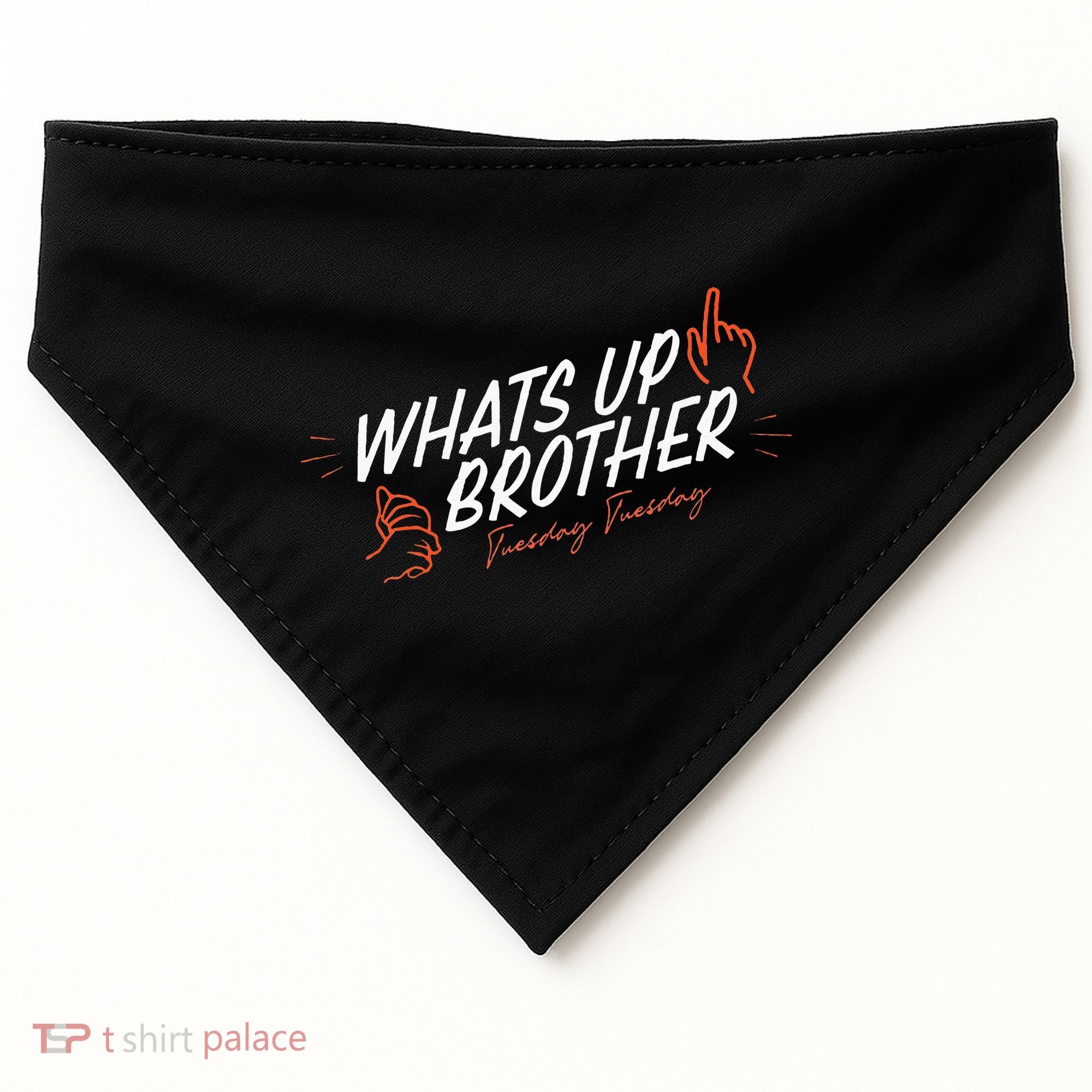 Sketch Streamer Whats Up Brother Funny Tuesday USA-Made Doggie Bandana