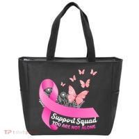 Support Squad You Are Not Alone Breast Cancer Butterfly Ribbon Tote Bag thumb 0