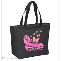 Support Squad You Are Not Alone Breast Cancer Butterfly Ribbon Tote Bag thumb 2