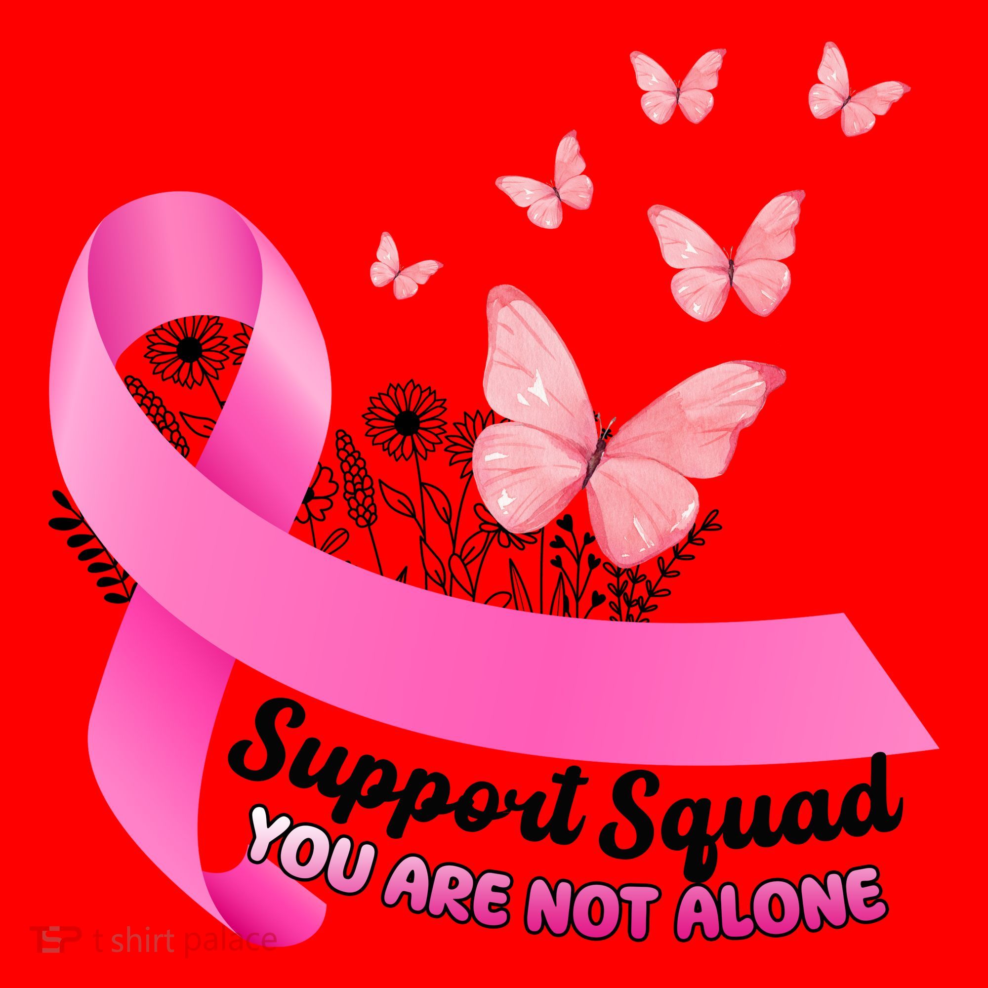 Support Squad You Are Not Alone Breast Cancer Butterfly Ribbon Santa Hat