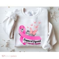 Support Squad You Are Not Alone Breast Cancer Butterfly Ribbon Sweatshirt thumb 2