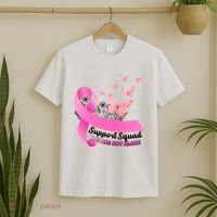 Support Squad You Are Not Alone Breast Cancer Butterfly Ribbon T-Shirt thumb 2