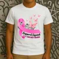 Support Squad You Are Not Alone Breast Cancer Butterfly Ribbon T-Shirt thumb 3