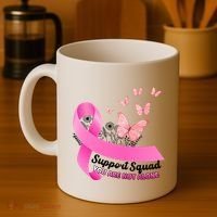 Support Squad You Are Not Alone Breast Cancer Butterfly Ribbon Coffee Mug thumb 4