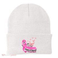 Support Squad You Are Not Alone Breast Cancer Butterfly Ribbon Beanie thumb 0