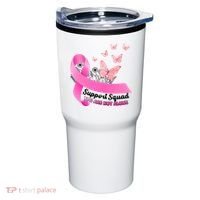 Support Squad You Are Not Alone Breast Cancer Butterfly Ribbon Tumbler thumb 0