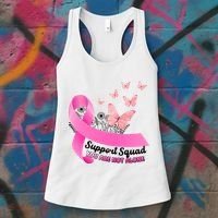 Support Squad You Are Not Alone Breast Cancer Butterfly Ribbon Women's Tank Top thumb 3