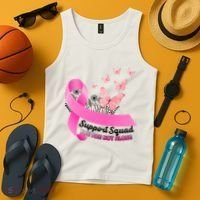 Support Squad You Are Not Alone Breast Cancer Butterfly Ribbon Tank Top thumb 4