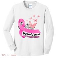 Support Squad You Are Not Alone Breast Cancer Butterfly Ribbon Kids Long Sleeve Shirt thumb 0