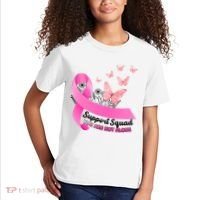 Support Squad You Are Not Alone Breast Cancer Butterfly Ribbon Kids T-Shirt thumb 2