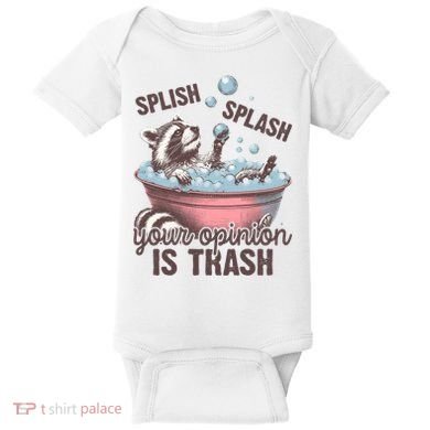 Splish Splash You Opinion Is Trash Funny Skunk Baby Bodysuit