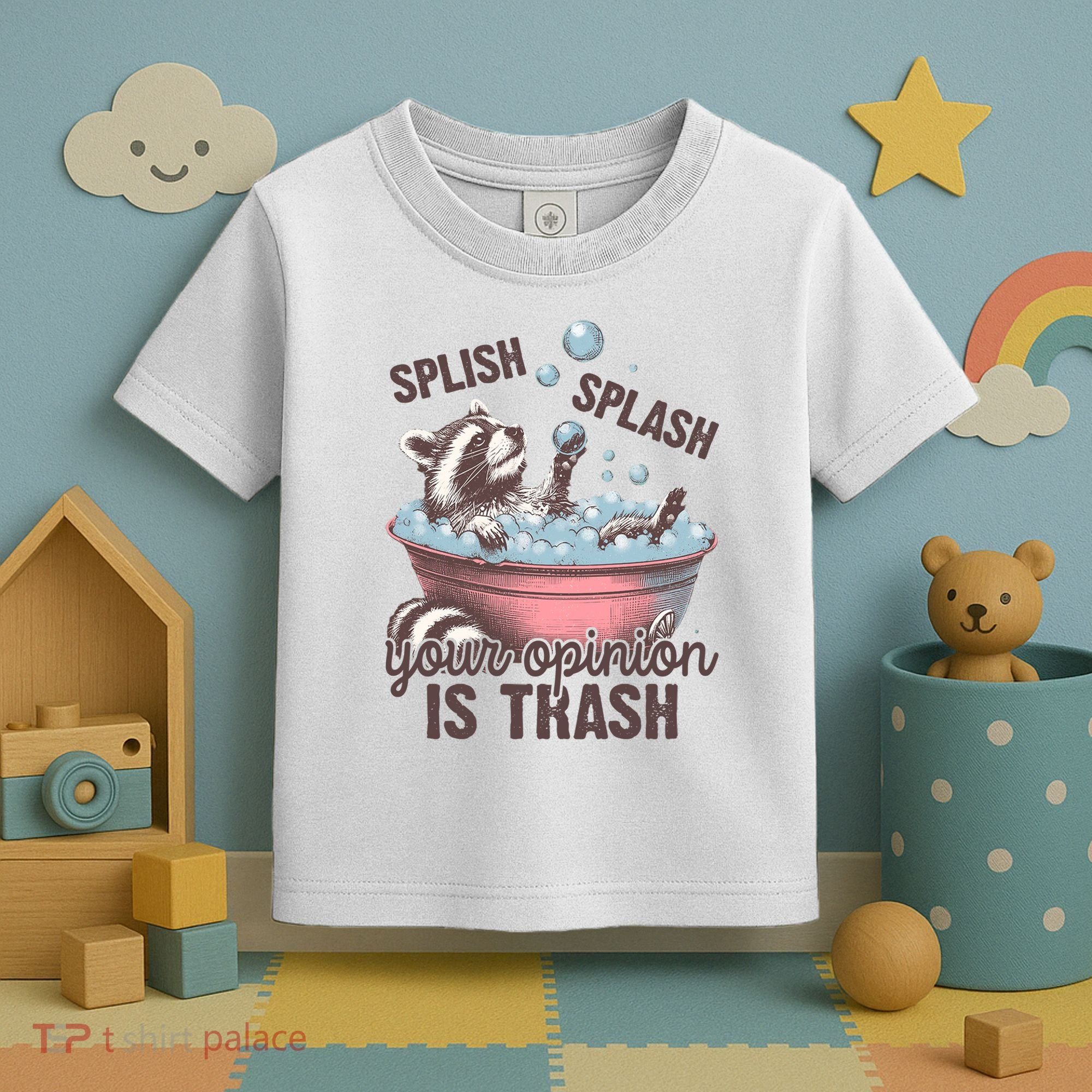 Splish Splash You Opinion Is Trash Funny Skunk Toddler T-Shirt