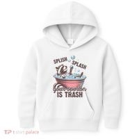 Splish Splash You Opinion Is Trash Funny Skunk Kids Hoodie thumb 0