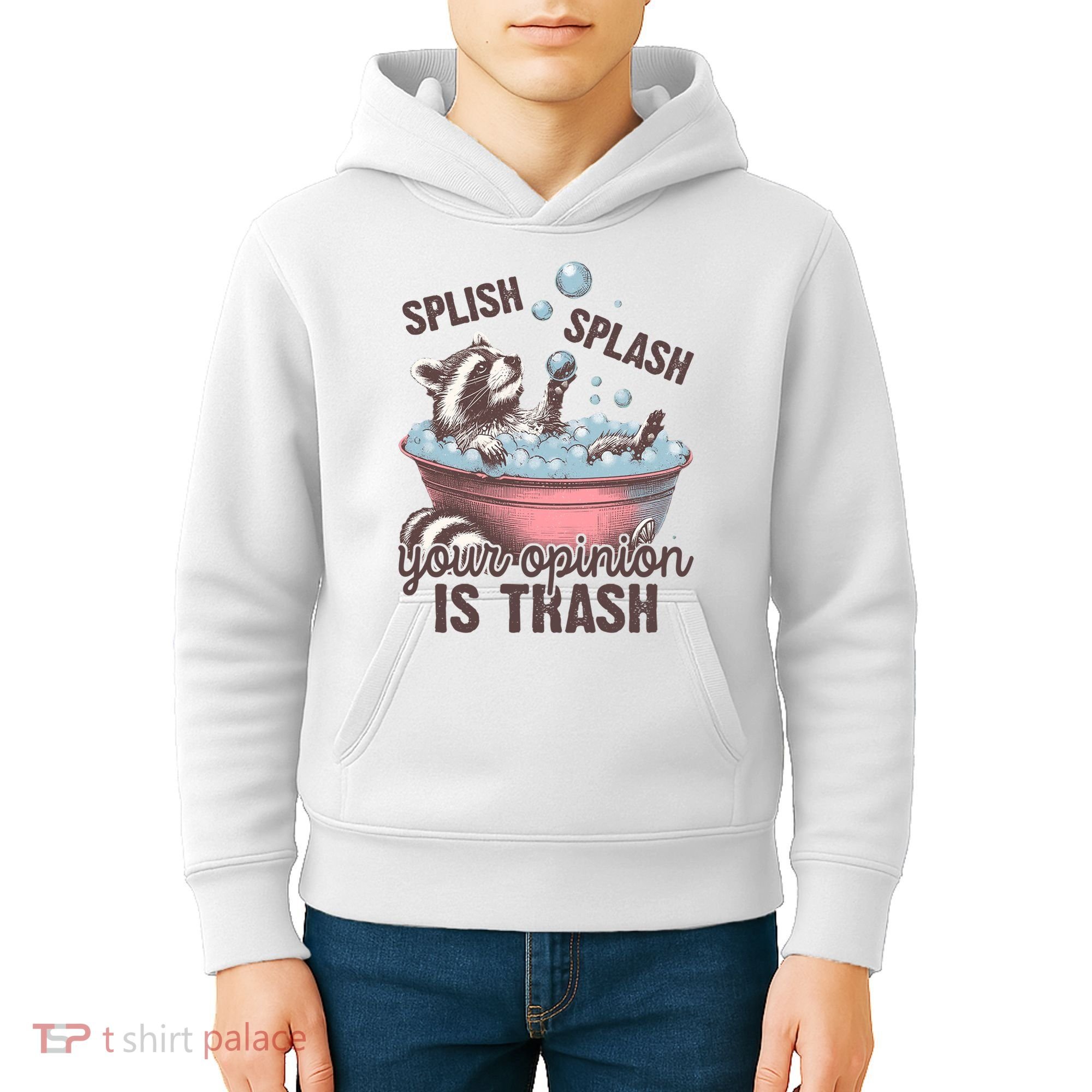 Splish Splash You Opinion Is Trash Funny Skunk Kids Hoodie
