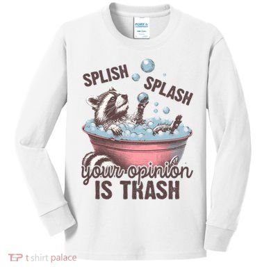 Splish Splash You Opinion Is Trash Funny Skunk Kids Long Sleeve Shirt