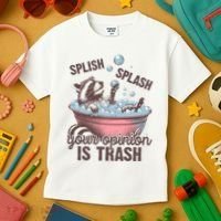 Splish Splash You Opinion Is Trash Funny Skunk Kids T-Shirt thumb 3