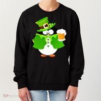 St. Patrack's Day Funny Penguin Drinking Beer Women's Sweatshirt thumb 0