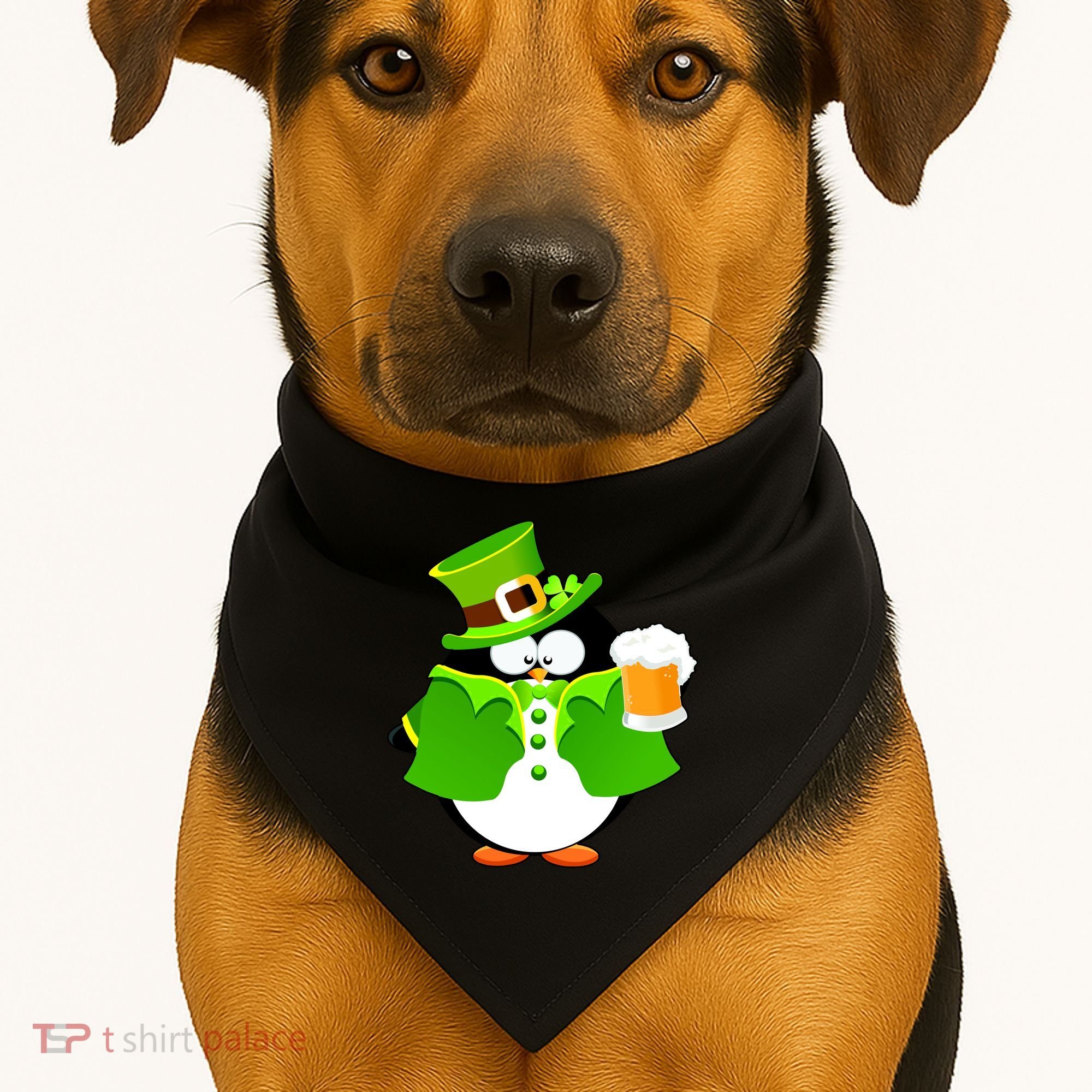 St. Patrack's Day Funny Penguin Drinking Beer USA-Made Doggie Bandana