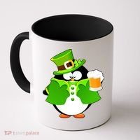St. Patrack's Day Funny Penguin Drinking Beer Coffee Mug thumb 0