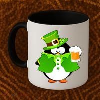 St. Patrack's Day Funny Penguin Drinking Beer Coffee Mug thumb 2