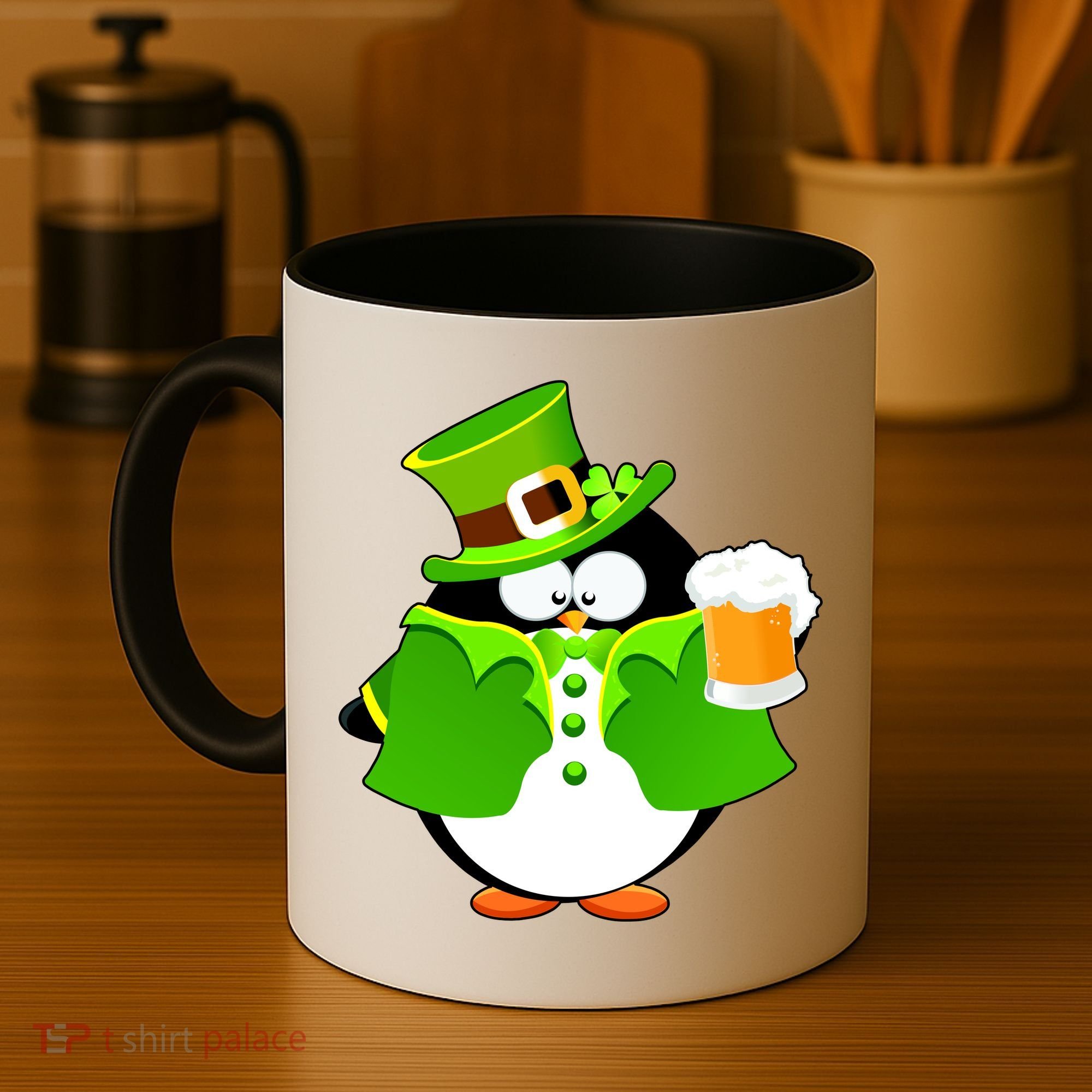 St. Patrack's Day Funny Penguin Drinking Beer Coffee Mug