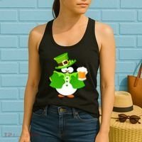 St. Patrack's Day Funny Penguin Drinking Beer Women's Tank Top thumb 2