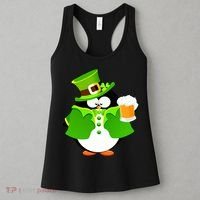 St. Patrack's Day Funny Penguin Drinking Beer Women's Tank Top thumb 3